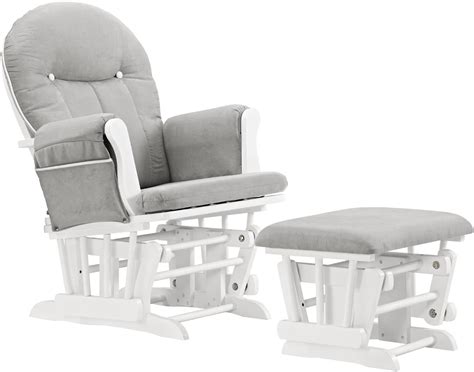 Angel Line Celine Glider and Ottoman, White/Gray Cushion with 